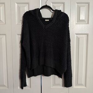 Cozy Dark Gray POL V-Neck Sweater